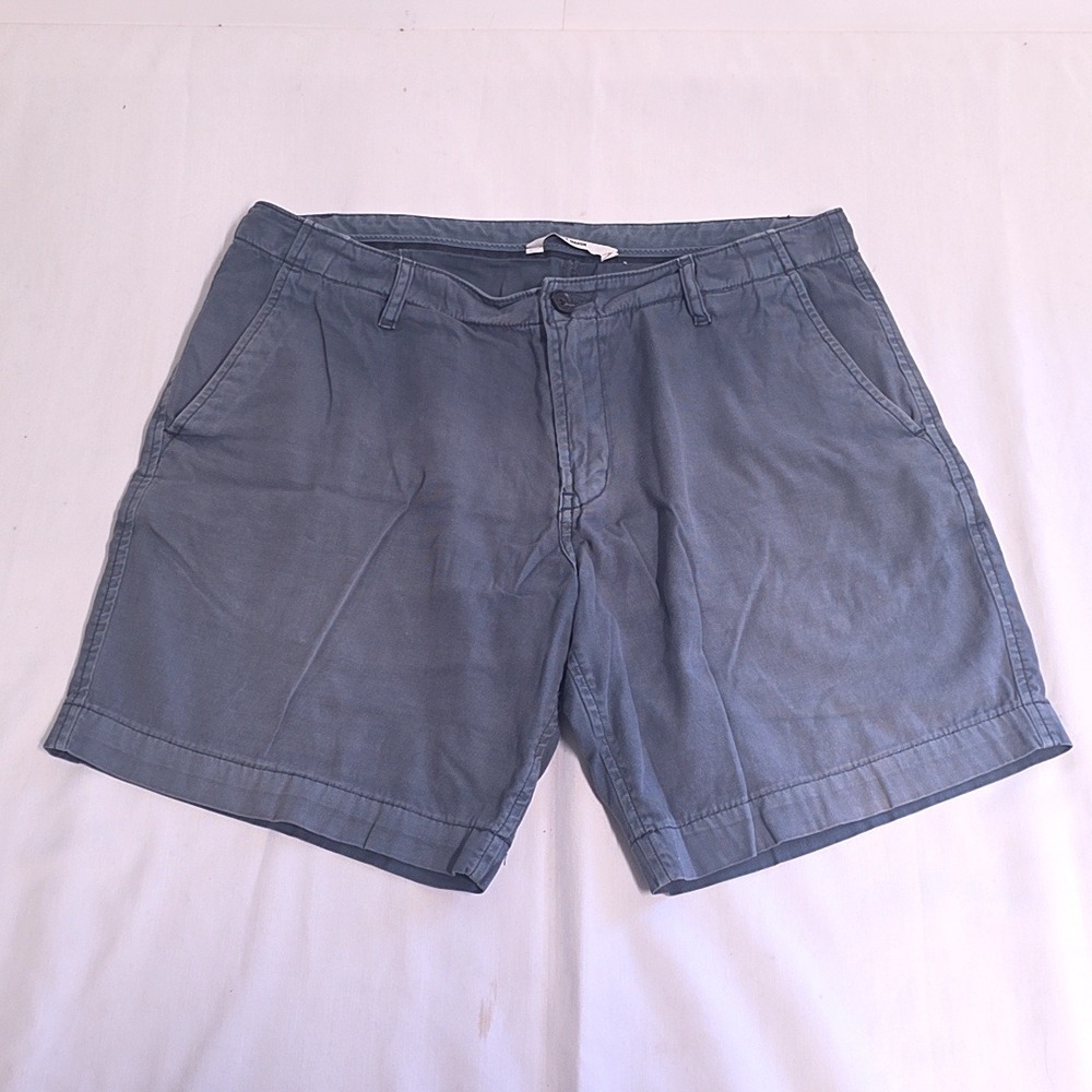 Buck Mason Deck Shorts Mens 32 Blue Cotton Canvas Stretch Utility Casual BM14004